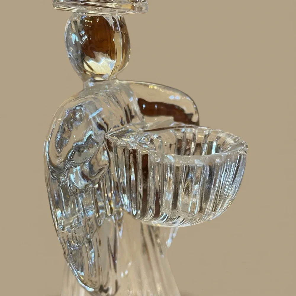 Set of 2 vintage crystal angels, candle holders, excellent condition
